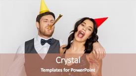  Presentation with birthday celebration - Presentation featuring happy couple with party blower background and a  colored foreground