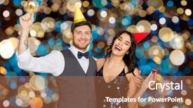  Presentation with party lights - Presentation theme having happy couple with party blower background and a  colored foreground