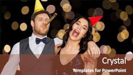  Presentation with party lights - PPT theme with happy couple with party blower background and a tawny brown colored foreground