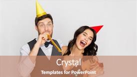  Presentation with birthday celebration - Cool new presentation theme with happy couple with party blower backdrop and a coral colored foreground