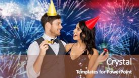  Presentation with birthday celebration - Slides with happy couple with party blower background and a red colored foreground