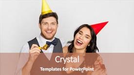  Presentation with birthday celebration mother - Amazing PPT theme having happy couple with party blower backdrop and a coral colored foreground