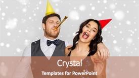  Presentation with birthday celebration - Presentation theme featuring happy couple with party blower background and a coral colored foreground