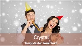  Presentation with birthday celebration - Presentation theme enhanced with happy couple with party blower background and a coral colored foreground