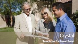  Presentation with real estate - Colorful presentation theme enhanced with happy couple with real estate backdrop and a coral colored foreground