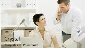  Presentation with pink home office - Slides featuring happy couple working at home background and a mint green colored foreground