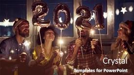  Presentation with party time - PPT theme having happy-couples-waiting-for-new background and a tawny brown colored foreground