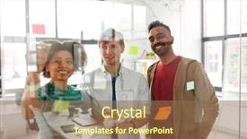  Presentation with team planning - Presentation theme enhanced with happy creative team with scheme background and a tawny brown colored foreground