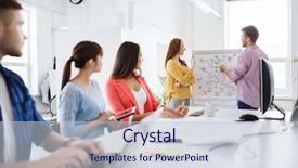  Presentation with team planning - Presentation theme with happy creative team with scheme background and a  colored foreground