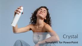  Presentation with blue water - Presentation design featuring happy-curly-girl-applying-thermal background and a light blue colored foreground