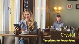  Presentation with pregnant woman cleaning - Amazing presentation theme having happy customer - portrait of young pregnant woman backdrop and a tawny brown colored foreground