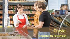  Presentation with butcher shop - Cool new slide deck with futuristic - cityscape view with building construction backdrop and a light gray colored foreground.