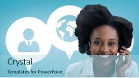  Presentation with chinese happy birthday backgrouds card - Presentation consisting of happy customer care assistant woman background and a light blue colored foreground