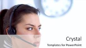  Presentation with metabolic syndrome doctor - Beautiful PPT theme featuring happy customer experience - doctor wearing headset sitting behind backdrop and a  colored foreground