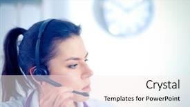  Presentation with doctor stetoscope and dark - Theme with happy customer experience - doctor wearing headset sitting behind background and a  colored foreground