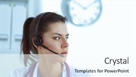  Presentation with military doctor - Colorful PPT layouts enhanced with happy customer experience - doctor wearing headset sitting behind backdrop and a  colored foreground