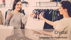  Presentation with bag - Audience pleasing presentation consisting of happy customer with shopping bag backdrop and a  colored foreground