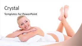  Presentation with cute - Colorful presentation theme enhanced with happy cute beautiful smiling woman backdrop and a white colored foreground