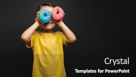  Presentation with donuts - Amazing presentation design having happy-cute-boy-is-having backdrop and a black colored foreground