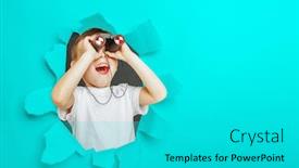  Presentation with torn paper - Colorful slide deck enhanced with happy-cute-boy-is-having backdrop and a cyan colored foreground