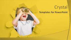  Presentation with yellow paper - Colorful presentation theme enhanced with happy-cute-boy-is-having backdrop and a yellow colored foreground