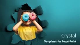  Presentation with fun - Slide set enhanced with happy-cute-boy-is-having background and a ocean colored foreground