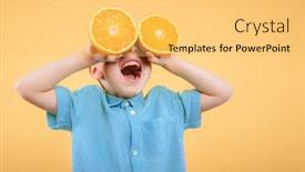  Presentation with orange colored - Colorful slide set enhanced with happy-cute-boy-is-having backdrop and a yellow colored foreground