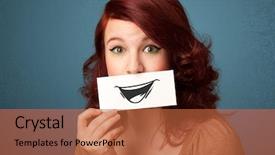  Presentation with paper - Cool new presentation with happy cute girl holding paper backdrop and a red colored foreground