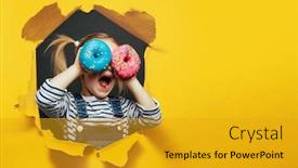  Presentation with bright yellow - PPT theme enhanced with happy-cute-girl-is-having background and a gold colored foreground