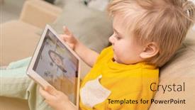  Presentation with cute - PPT theme consisting of happy-cute-little-boy background and a yellow colored foreground