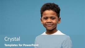  Presentation with african ethnicity - Presentation theme consisting of happy-cute-little-boy background and a teal colored foreground