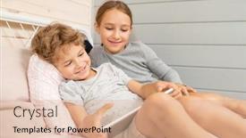  Presentation with cartoons - Audience pleasing theme consisting of happy-cute-little-boy backdrop and a lemonade colored foreground