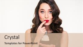  Presentation with cupcake cake - PPT theme featuring happy cute lovely curly young background and a lemonade colored foreground