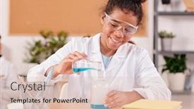  Presentation with cute chemistry - Presentation theme enhanced with happy-cute-mixed-race-schoolgirl background and a lemonade colored foreground