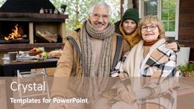  Presentation with grandparents - PPT theme enhanced with happy-cute-schoolboy background and a coral colored foreground