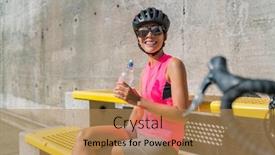  Presentation with water heat - Cool new PPT layouts with happy-cyclist-drinking-water-bottle backdrop and a coral colored foreground