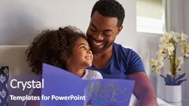  Presentation with happy birthday card - Slide set having happy dad and daughter background and a ocean colored foreground