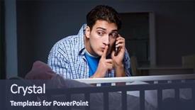  Presentation with newborn baby - Cool new presentation theme with happy dad looking after newborn backdrop and a ocean colored foreground