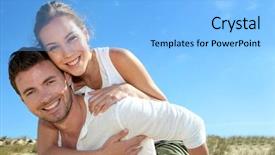  Presentation with man riding big bike motor - PPT layouts consisting of happy day - man giving piggyback ride background and a light blue colored foreground