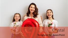  Presentation with togetherness - Slide set with happy-day-children-daughters background and a red colored foreground