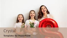  Presentation with togetherness - Presentation theme consisting of happy-day-children-daughters background and a coral colored foreground