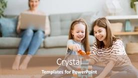  Presentation with togetherness - Cool new slide deck with happy-day-children-girls backdrop and a coral colored foreground