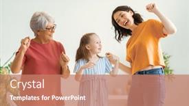  Presentation with togetherness - Audience pleasing theme consisting of happy-day-grandmother-mother backdrop and a coral colored foreground