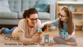  Presentation with mom daughter - Colorful slide set enhanced with happy-day-mom backdrop and a coral colored foreground