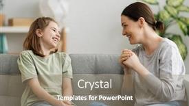  Presentation with family talking - Amazing PPT theme having happy-day-mom backdrop and a coral colored foreground