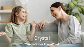  Presentation with family talking - Beautiful presentation theme featuring happy-day-mom backdrop and a gray colored foreground