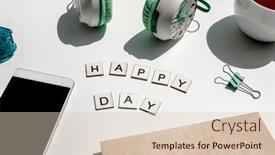  Presentation with work quality - Slides enhanced with happy-day-wording-and-metal background and a lemonade colored foreground