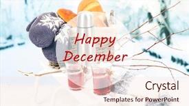  Presentation with december - Cool new PPT theme with happy december greeting card backdrop and a lemonade colored foreground