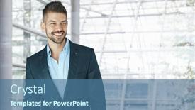  Presentation with lobby - Slides having happy-dedicated-young-businessman background and a ocean colored foreground