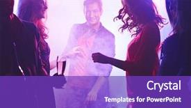  Presentation with dancing - Slide deck enhanced with happy deejay looking at camera background and a  colored foreground